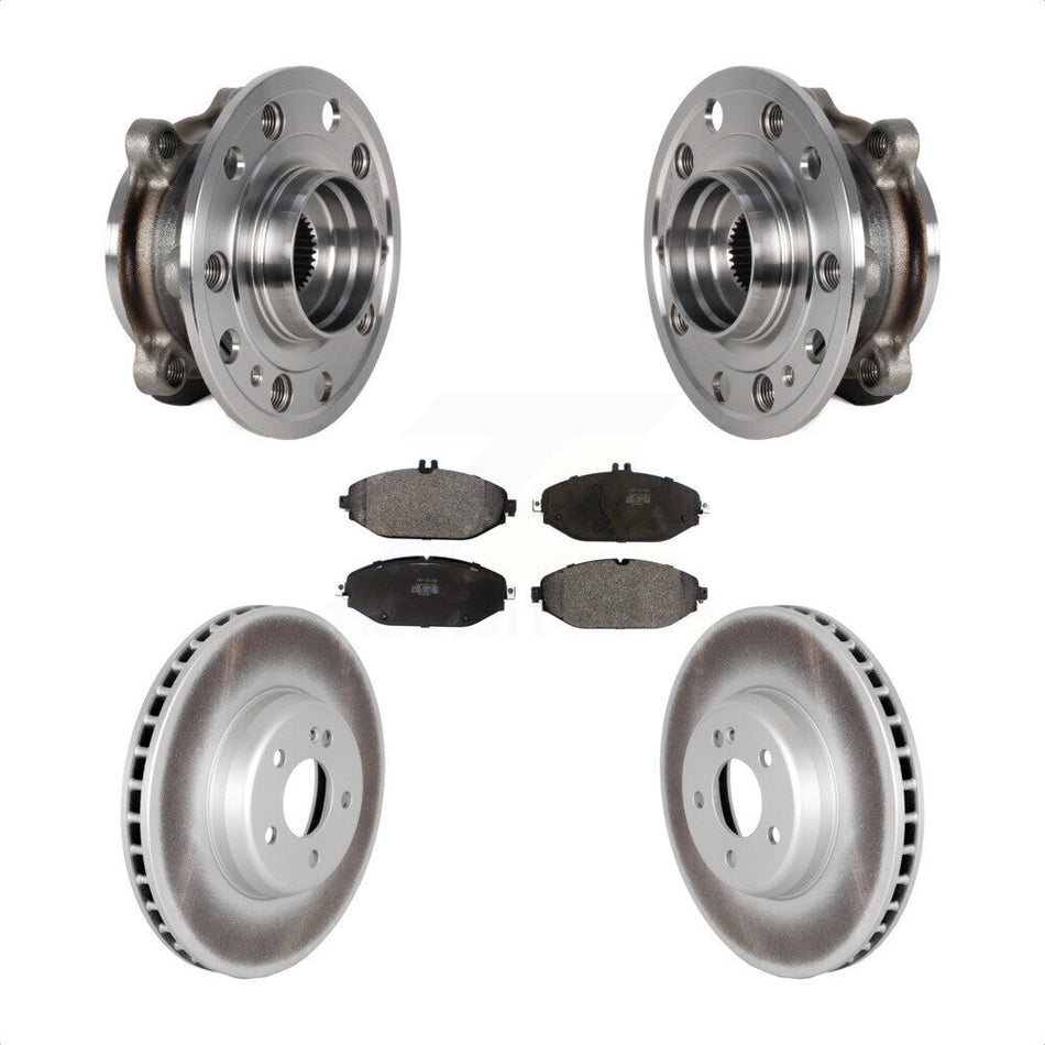 Front Hub Bearing Coated Brake Rotor Pad Kit For Mercedes-Benz C300 Without Sport Package KBB-126013