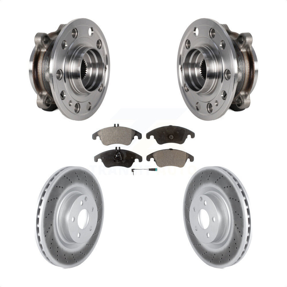 Front Hub Bearing Assembly Coated Brake Rotor And Pad Kit For 2017 Mercedes-Benz E400 AWD KBB-126016