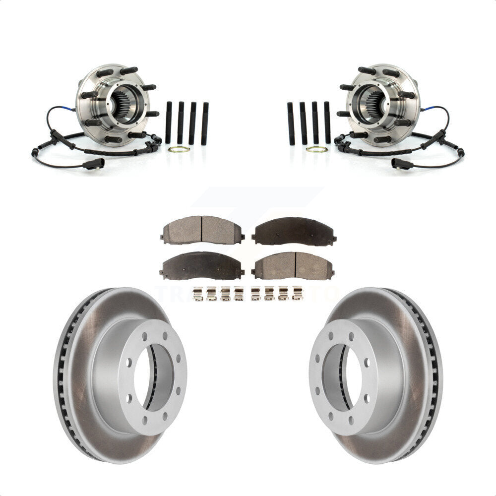 Front Hub Bearing Assembly Coated Brake Rotor Pads Kit For 2013 Ford F-250 Super Duty 4WD KBB-126036