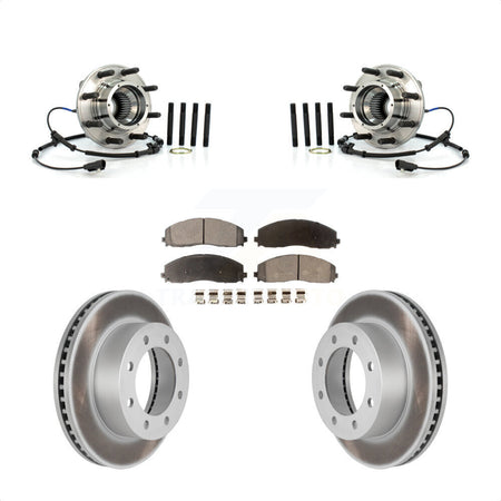 Front Hub Bearing Assembly Coated Brake Rotor Pads Kit For 2013 Ford F-250 Super Duty 4WD KBB-126036