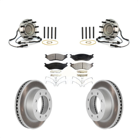 Front Hub Bearing Coated Brake Rotor Pads Kit For Ford F-450 Super Duty With 8 Lug Wheels KBB-126037