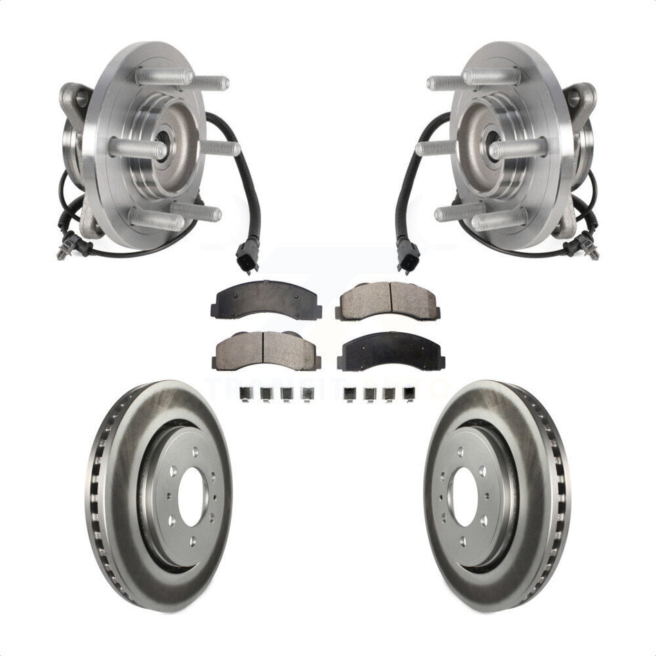 Front Hub Bearing Coated Brake Rotor & Pads Kit For Ford Expedition Lincoln Navigator 4WD KBB-126040
