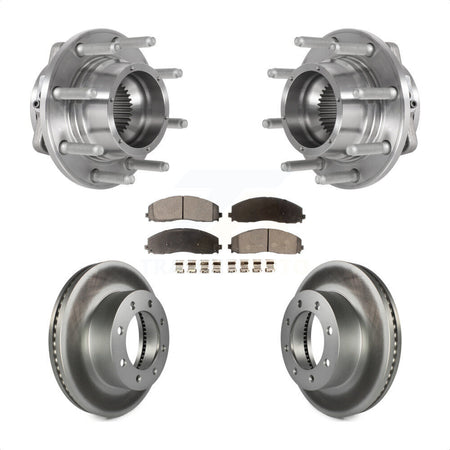 Front Hub Bearing Coat Brake Rotor Pads Kit For 2017-2022 Ford F-350 Super Duty F-250 4WD KBB-126047