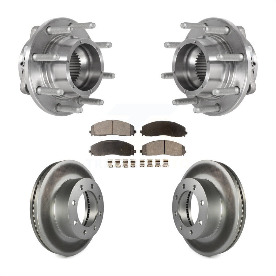 Front Hub Bearing Coat Brake Rotor Pads Kit For 2017-2022 Ford F-350 Super Duty F-250 4WD KBB-126047
