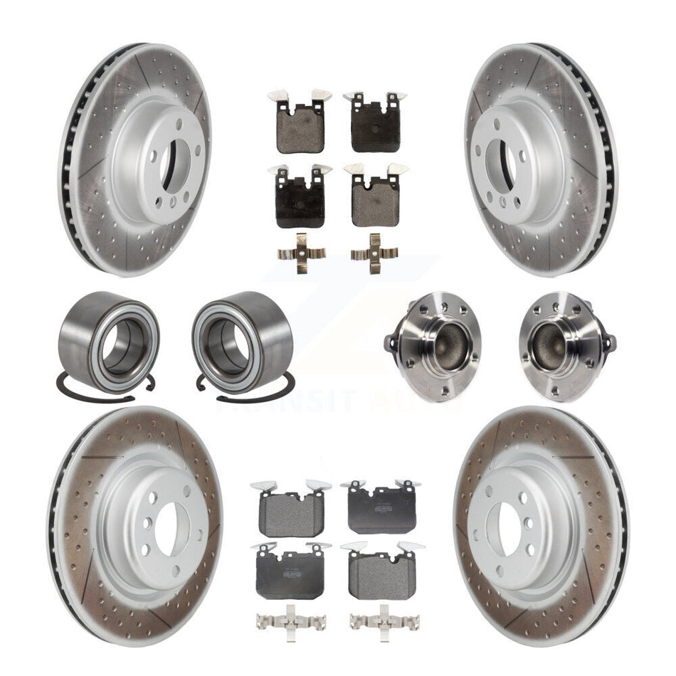 Front Rear Hub Bearing Coated Disc Brake Rotor & Pads Shoe Kit (10Pc) For BMW M235i M240i KBB-126054