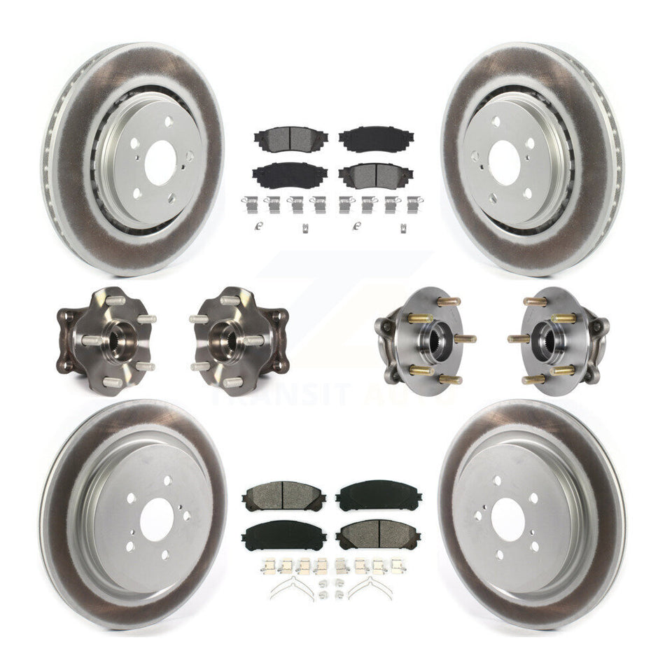 Front Rear Hub Bearing Coated Brake Rotor & Pads Kit (10Pc) For Lexus RX350 RX450h RX350L KBB-126096