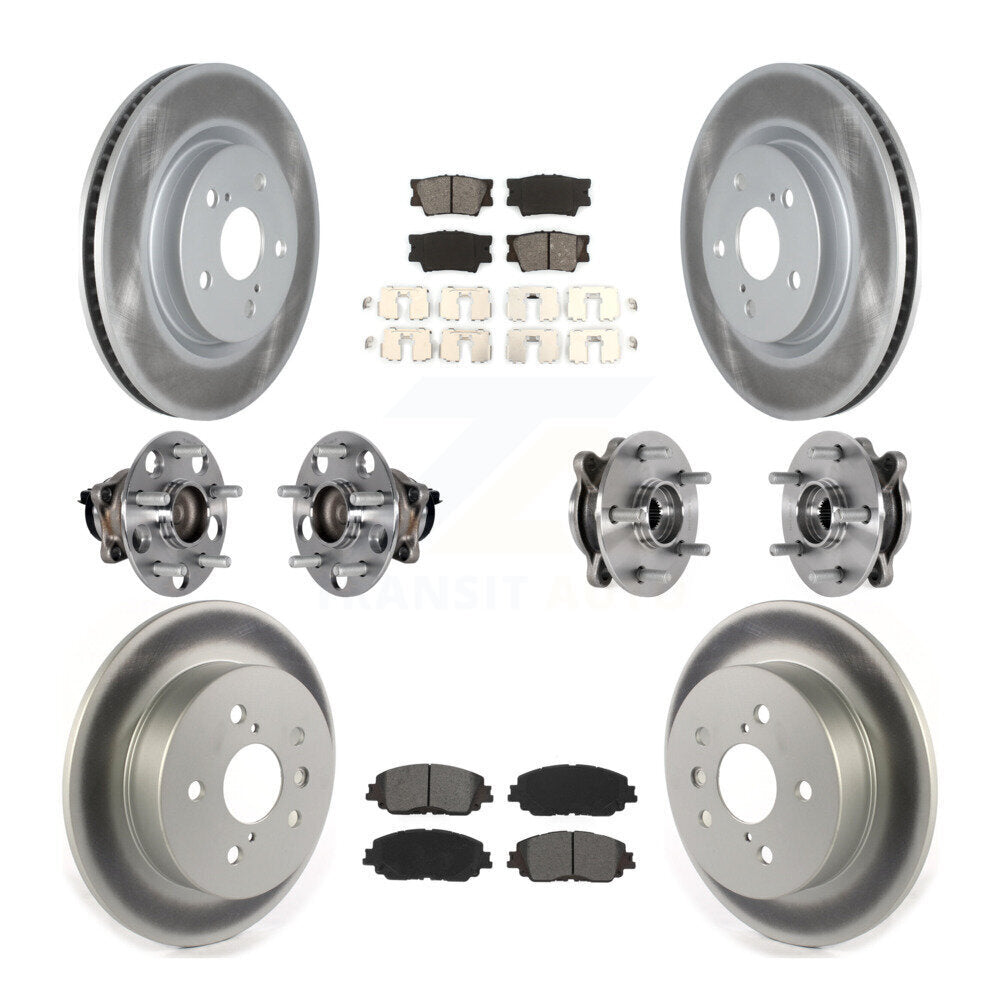 Front Rear Hub Bearings Coated Disc Brake Rotors And Pads Kit (10Pc) For Toyota Camry KBB-126102