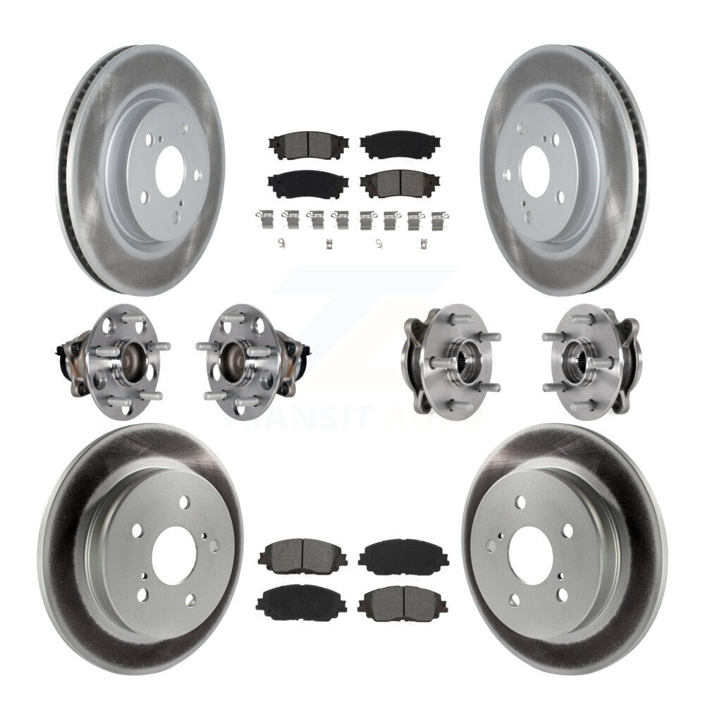Front Rear Hub Bearings Coated Disc Brake Rotors And Pads Kit (10Pc) For Toyota Camry KBB-126103