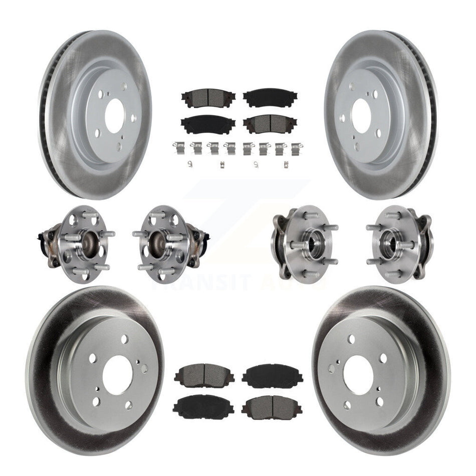 Front Rear Hub Bearings Coated Disc Brake Rotors And Pads Kit (10Pc) For Toyota Camry KBB-126103