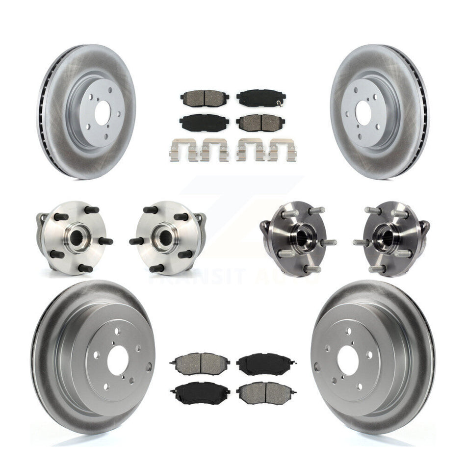 Front Rear Hub Bearing Coated Brake Rotor Pads Kit (10Pc) For 2006-2007 Subaru B9 Tribeca KBB-126107