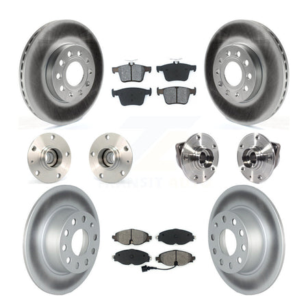 Front Rear Hub Bearing Coated Brake Rotor Pads Kit (10Pc) For 19-21 Volkswagen Jetta 1.4L KBB-126108