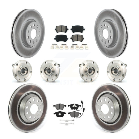 Front Rear Hub Bearings Coated Disc Brake Rotors And Pads Kit (10Pc) For Volkswagen CC KBB-126117