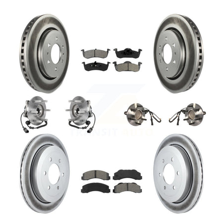Front Rear Hub Bearing Coated Brake Rotor Pads Kit (10Pc) For Ford Expedition Lincoln RWD KBB-126125