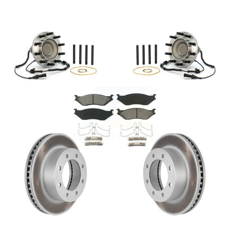 Front Hub Bearing Coated Brake Rotor Pads Kit For Ford F-450 Super Duty With 8 Lug Wheels KBB-126149