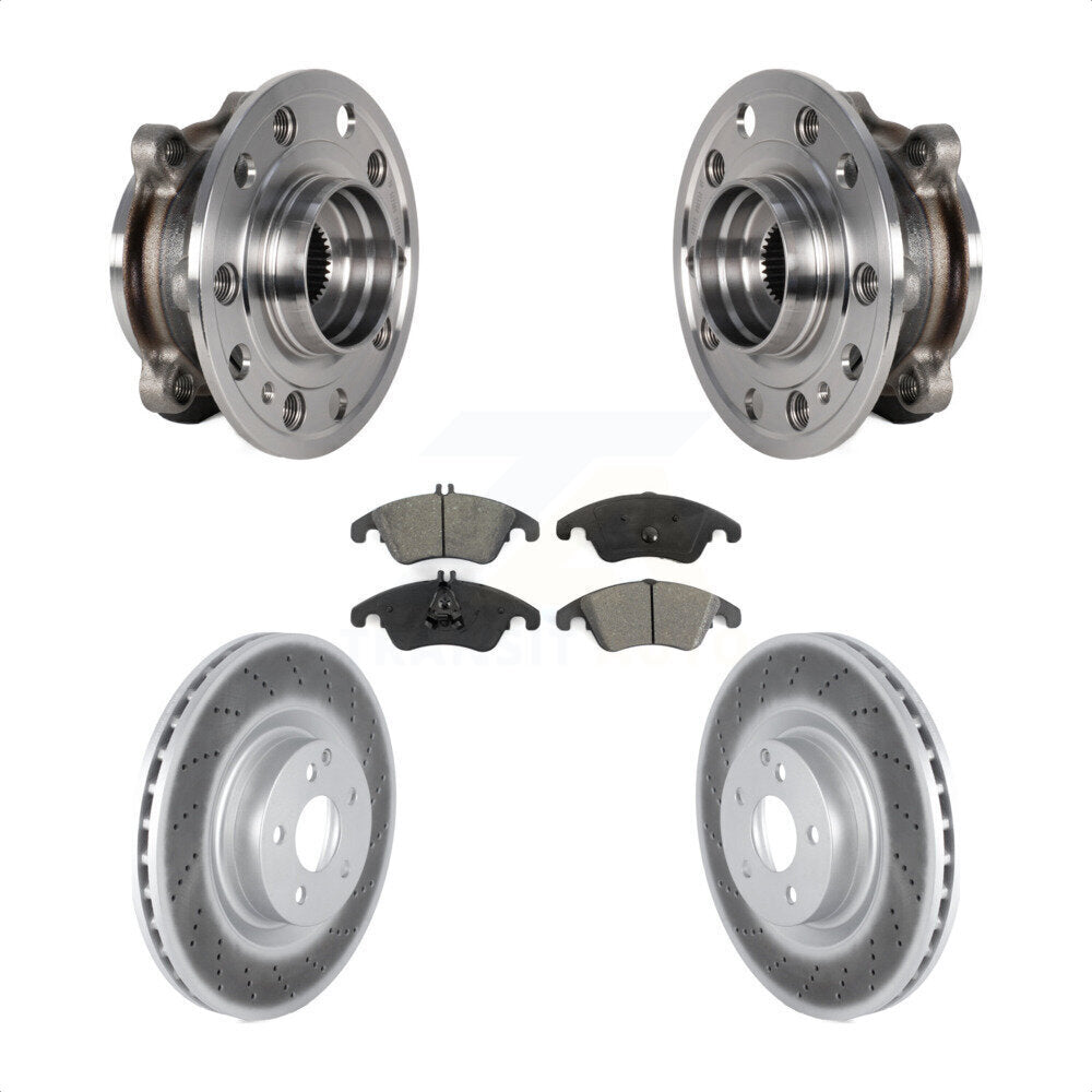 Front Hub Bearing Assembly Coated Brake Rotor And Pad Kit For 2017 Mercedes-Benz E400 AWD KBB-126150