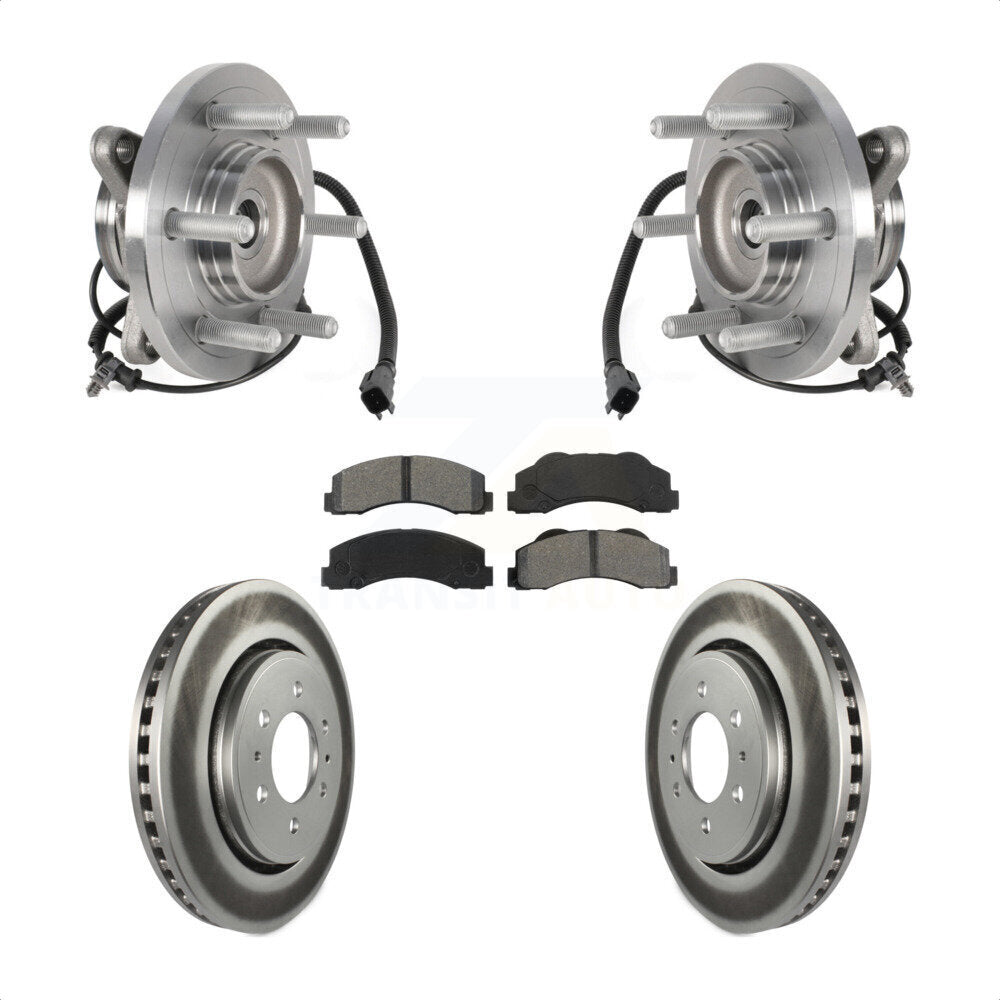 Front Hub Bearing Coated Brake Rotor & Pads Kit For Ford Expedition Lincoln Navigator 4WD KBB-126162
