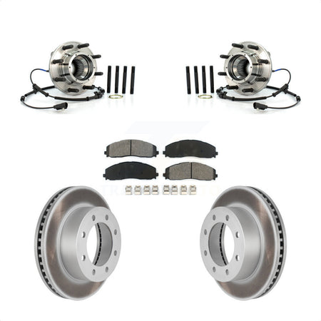 Front Hub Bearing Assembly Coated Brake Rotor Pads Kit For 2013 Ford F-250 Super Duty 4WD KBB-126163