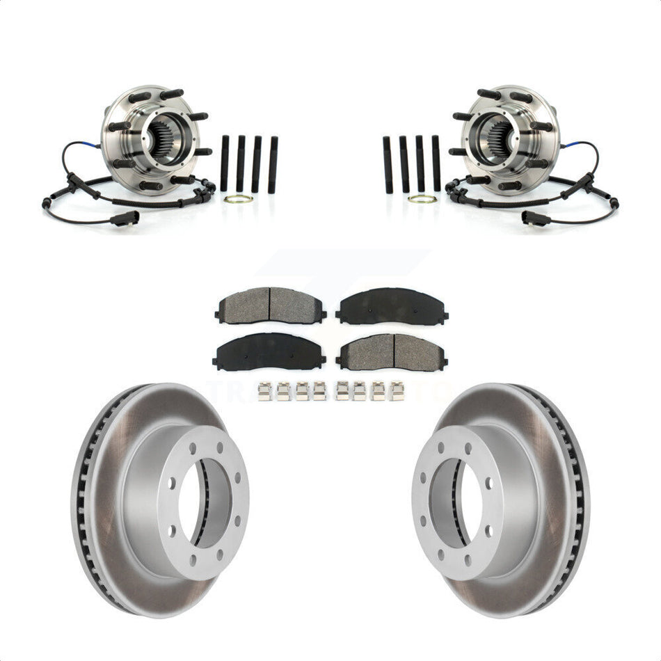 Front Hub Bearing Assembly Coated Brake Rotor Pads Kit For 2013 Ford F-250 Super Duty 4WD KBB-126163
