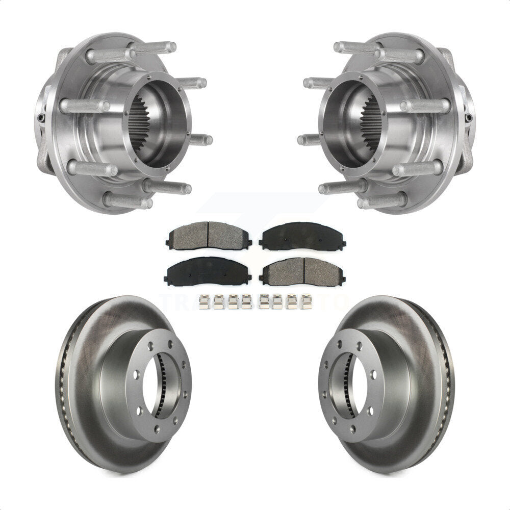 Front Hub Bearing Coat Brake Rotor Pads Kit For 2017-2022 Ford F-350 Super Duty F-250 4WD KBB-126164
