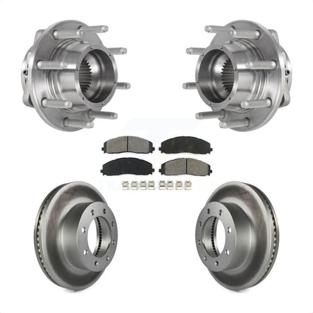 Front Hub Bearing Coat Brake Rotor Pads Kit For 2017-2022 Ford F-350 Super Duty F-250 4WD KBB-126164