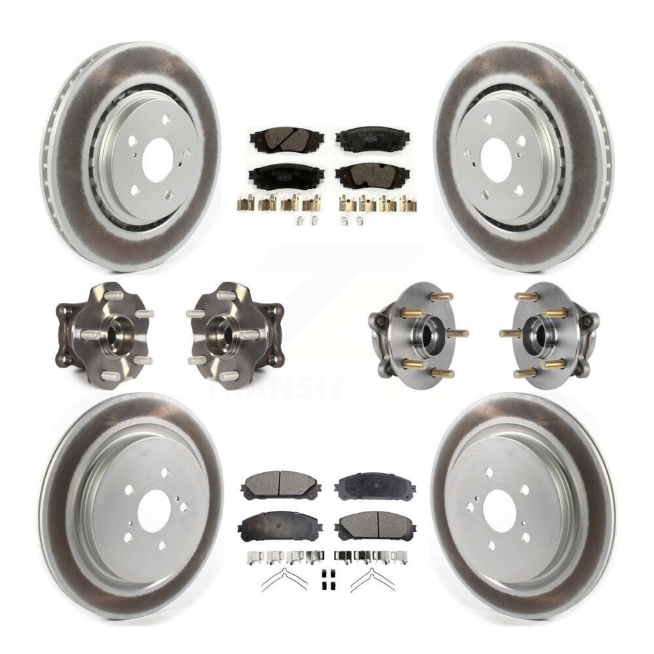 Front Rear Hub Bearing Coated Brake Rotor & Pads Kit (10Pc) For Lexus RX350 RX450h RX350L KBB-126173