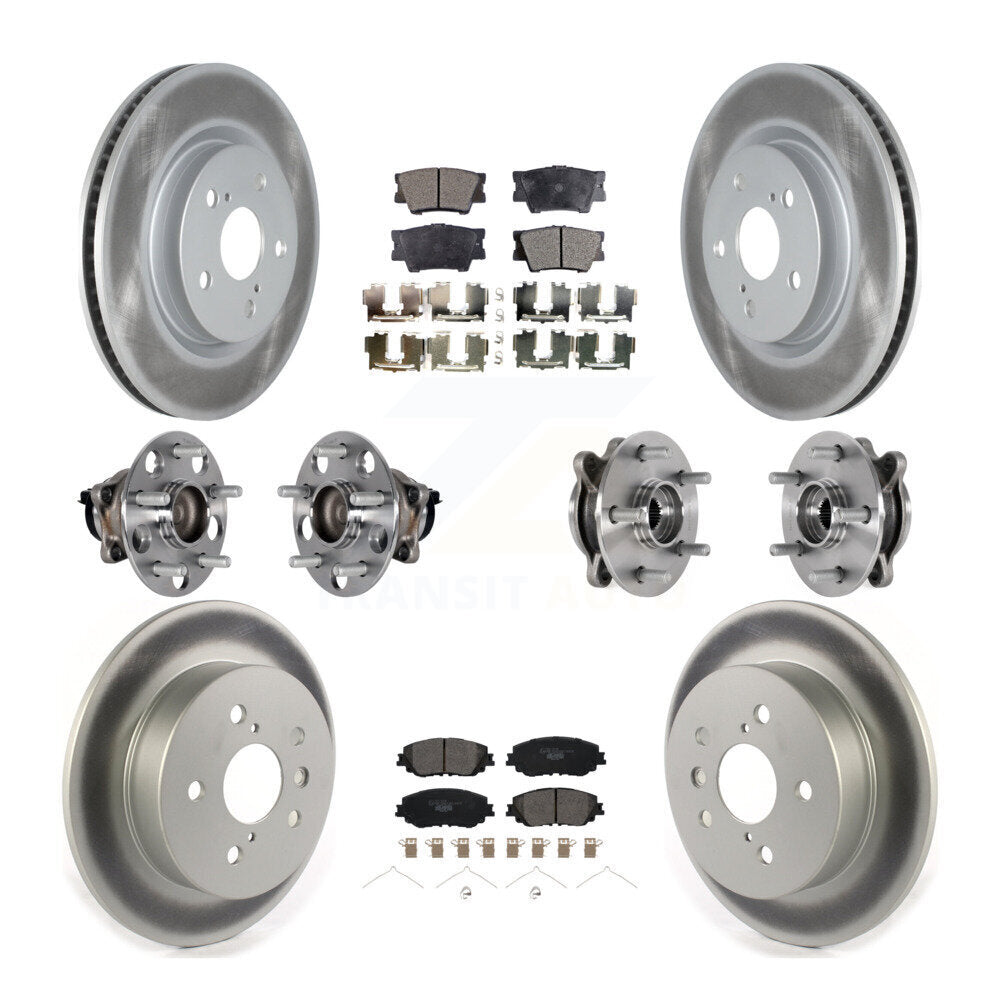 Front Rear Hub Bearings Coated Disc Brake Rotors And Pads Kit (10Pc) For Toyota Camry KBB-126176