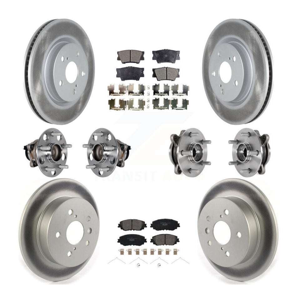 Front Rear Hub Bearings Coated Disc Brake Rotors And Pads Kit (10Pc) For Toyota Camry KBB-126176