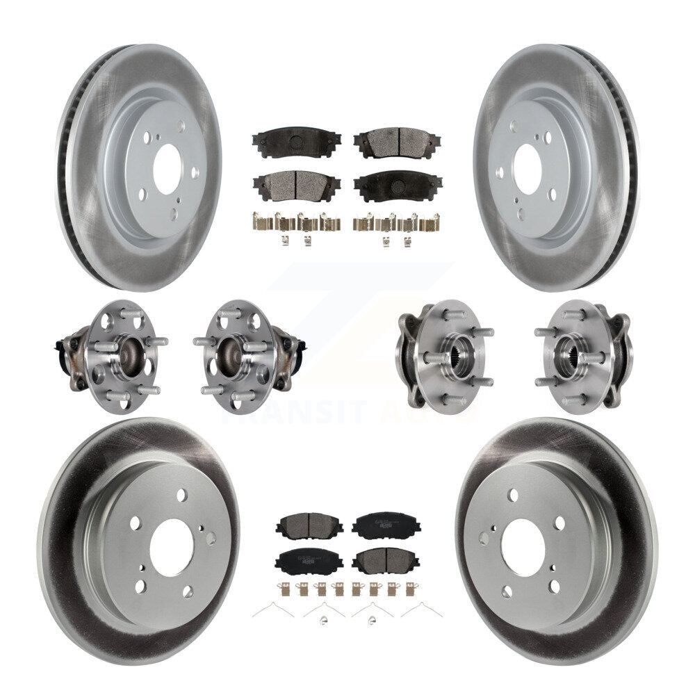 Front Rear Hub Bearings Coated Disc Brake Rotors And Pads Kit (10Pc) For Toyota Camry KBB-126177