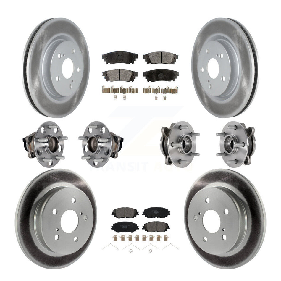 Front Rear Hub Bearings Coated Disc Brake Rotors And Pads Kit (10Pc) For Toyota Camry KBB-126177