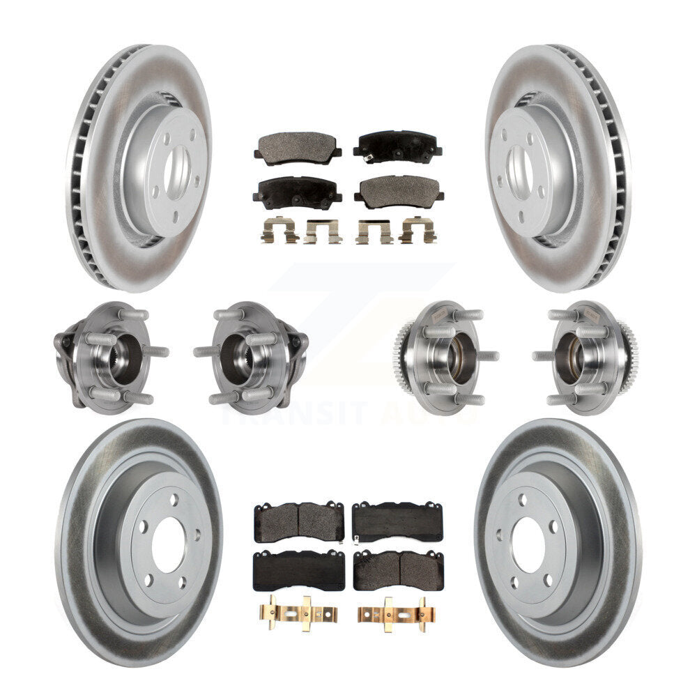 Front Rear Hub Bearing Coat Brake Rotor Pad Kit (10Pc) For 2015 Ford Mustang V6 with 3.7L KBB-126188