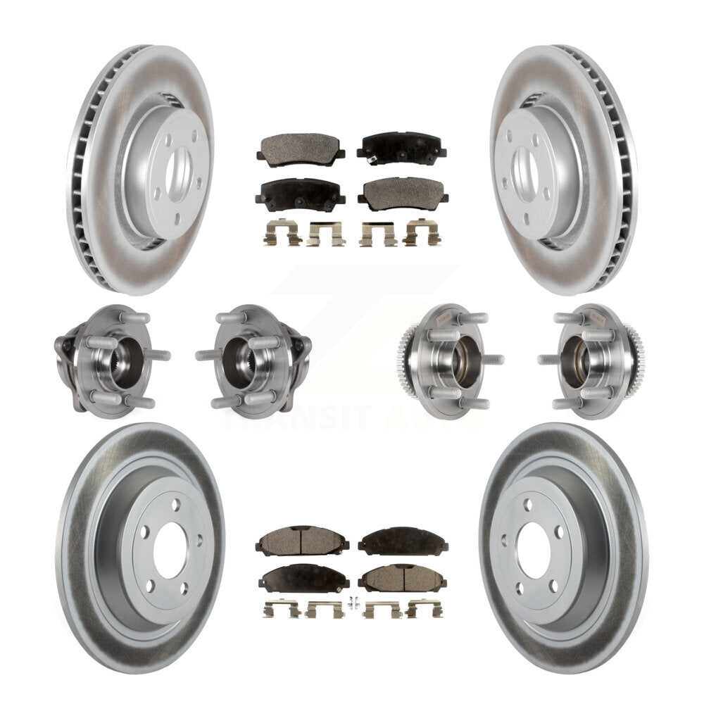 Front Rear Hub Bearing Coated Brake Rotor & Pads Kit (10Pc) For Ford Mustang V6 with 3.7L KBB-126189