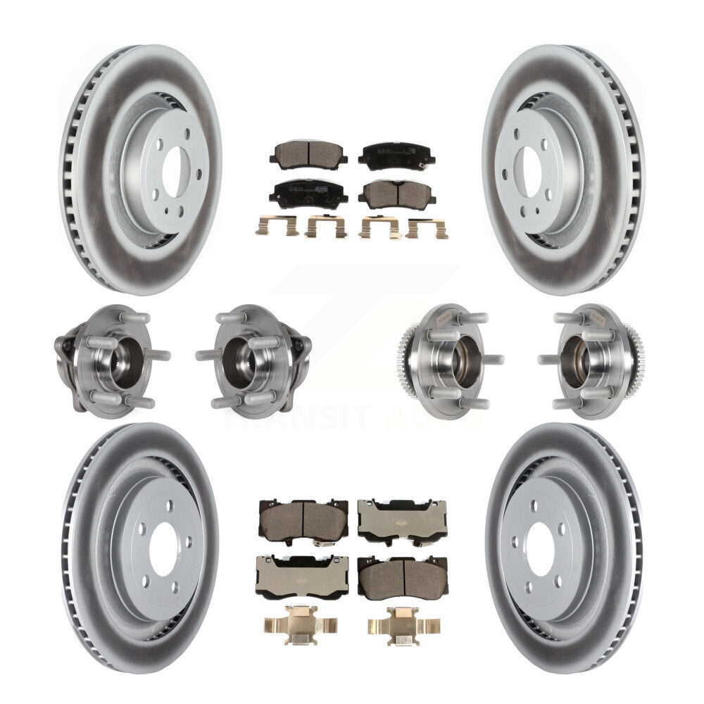 Front Rear Hub Bearings Coated Disc Brake Rotors And Pads Kit (10Pc) For Ford Mustang KBB-126190