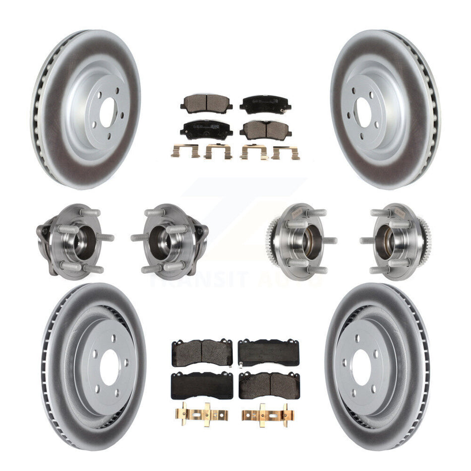 Front Rear Hub Bearings Coated Disc Brake Rotors And Pads Kit (10Pc) For Ford Mustang KBB-126191