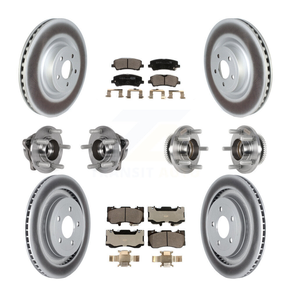 Front Rear Hub Bearings Coated Disc Brake Rotors And Pads Kit (10Pc) For Ford Mustang KBB-126192