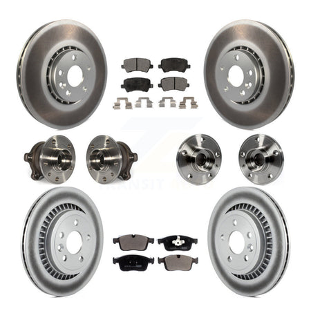 Front Rear Hub Bearing Coated Disc Brake Rotor And Pad Kit (10Pc) For 2017 Volvo XC60 AWD KBB-126193
