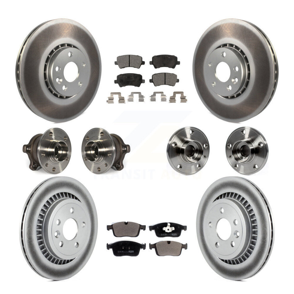 Front Rear Hub Bearing Coated Disc Brake Rotor And Pad Kit (10Pc) For 2017 Volvo XC60 AWD KBB-126193