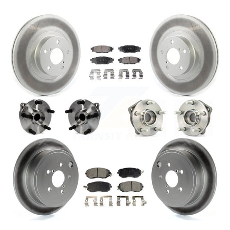 Front Rear Hub Bearings Coated Disc Brake Rotors And Pads Kit (10Pc) For Subaru Impreza KBB-126207