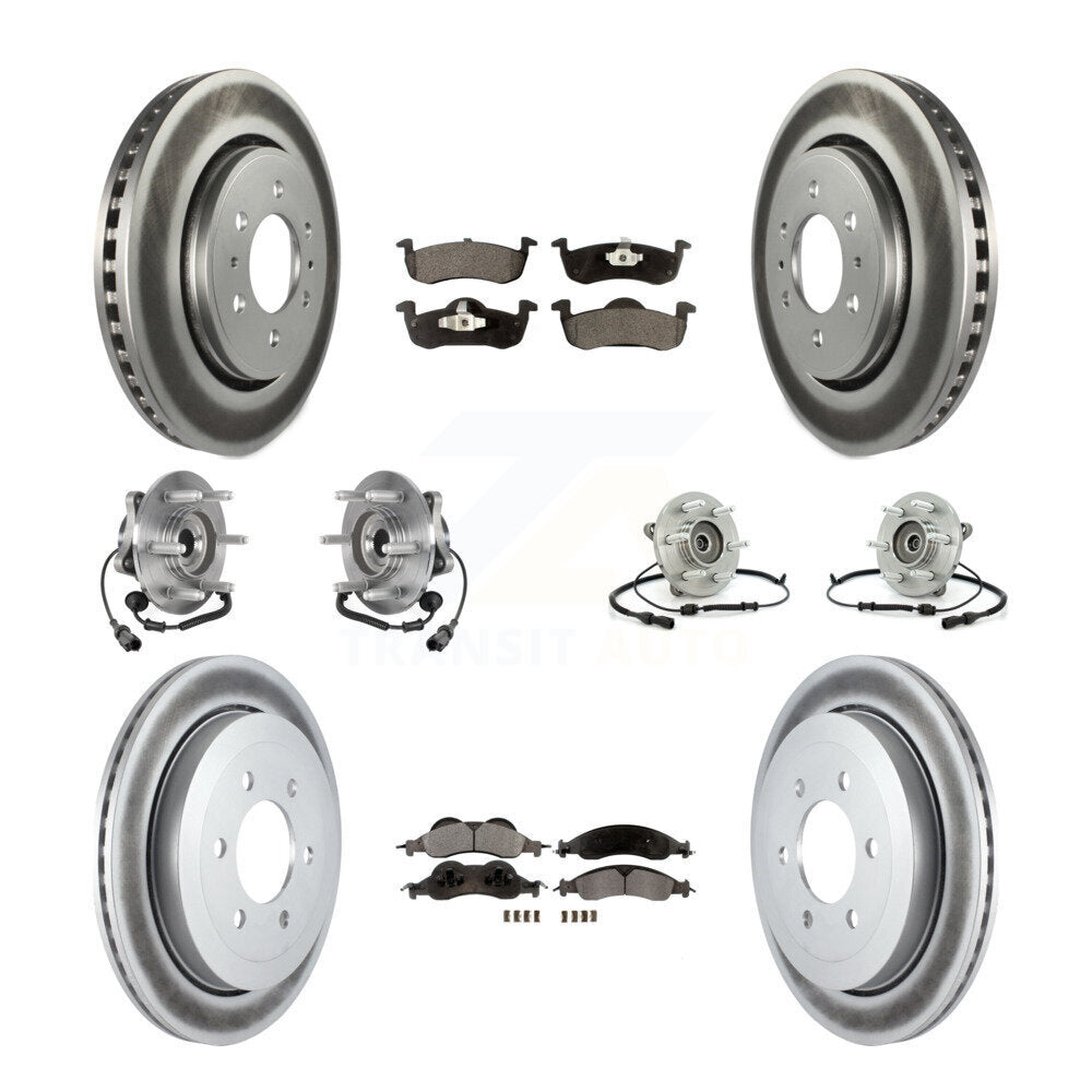 Front Rear Hub Bearing Coated Disc Brake Rotor Pad Kit (10Pc) For Ford Expedition Lincoln KBB-126214