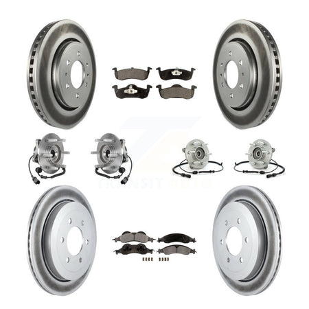 Front Rear Hub Bearing Coated Disc Brake Rotor Pad Kit (10Pc) For Ford Expedition Lincoln KBB-126214