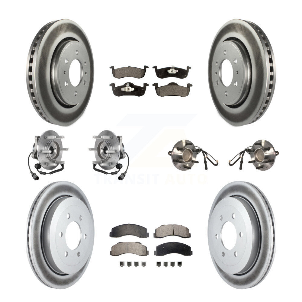 Front Rear Hub Bearing Coated Brake Rotor Pads Kit (10Pc) For Ford Expedition Lincoln RWD KBB-126217