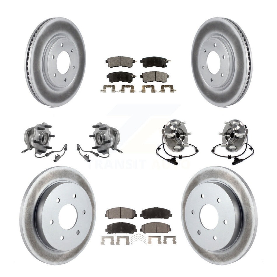 Front Rear Hub Bearing Coat Brake Rotor Pad Kit (10Pc) For Nissan Armada With Solid KBB-126222