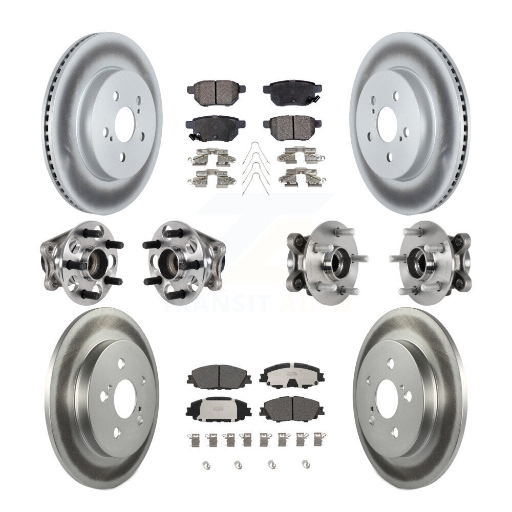 Front Rear Hub Bearing Coated Brake Rotor Pad Kit (10Pc) For 2020-2022 Toyota Prius Prime KBB-126232