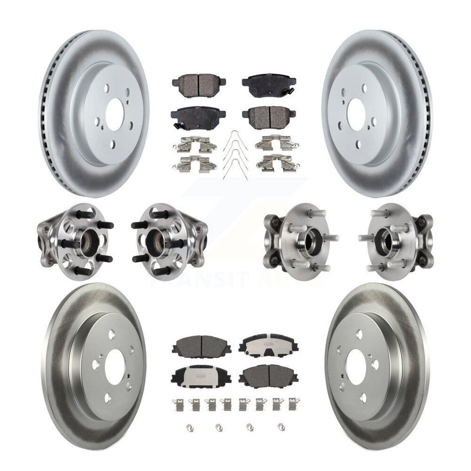 Front Rear Hub Bearing Coated Brake Rotor Pad Kit (10Pc) For 2020-2022 Toyota Prius Prime KBB-126232