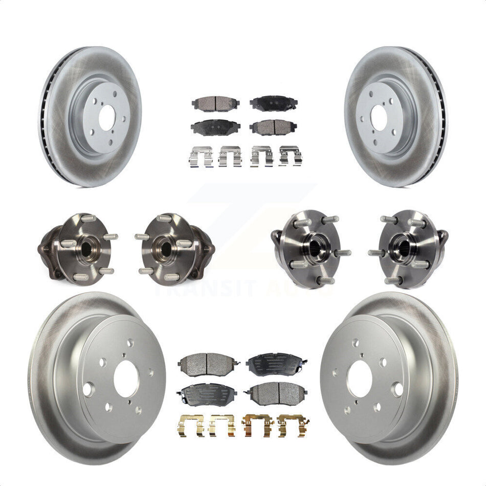 Front Rear Hub Bearing Coated Disc Brake Rotor And Ceramic Pads Kit (10Pc) For Subaru WRX KBB-126234