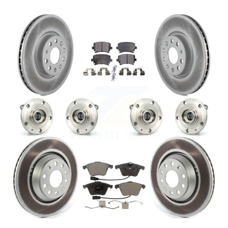 Front Rear Hub Bearings Coated Disc Brake Rotors And Pads Kit (10Pc) For Volkswagen CC KBB-126242