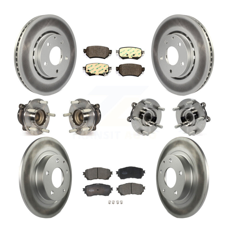 Front Rear Hub Bearing Coated Brake Rotor Pads Kit (10Pc) For Mazda 6 Naturally Aspirated KBB-126246