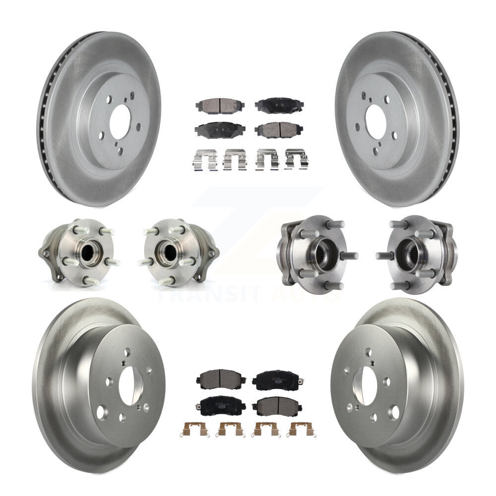 Front Rear Hub Bearings Coated Disc Brake Rotors And Pads Kit (10Pc) For Subaru Crosstrek KBB-126250
