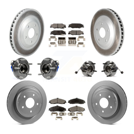 Front Rear Hub Bearings Coated Disc Brake Rotors And Pads Kit (10Pc) For Cadillac XLR KBB-126259