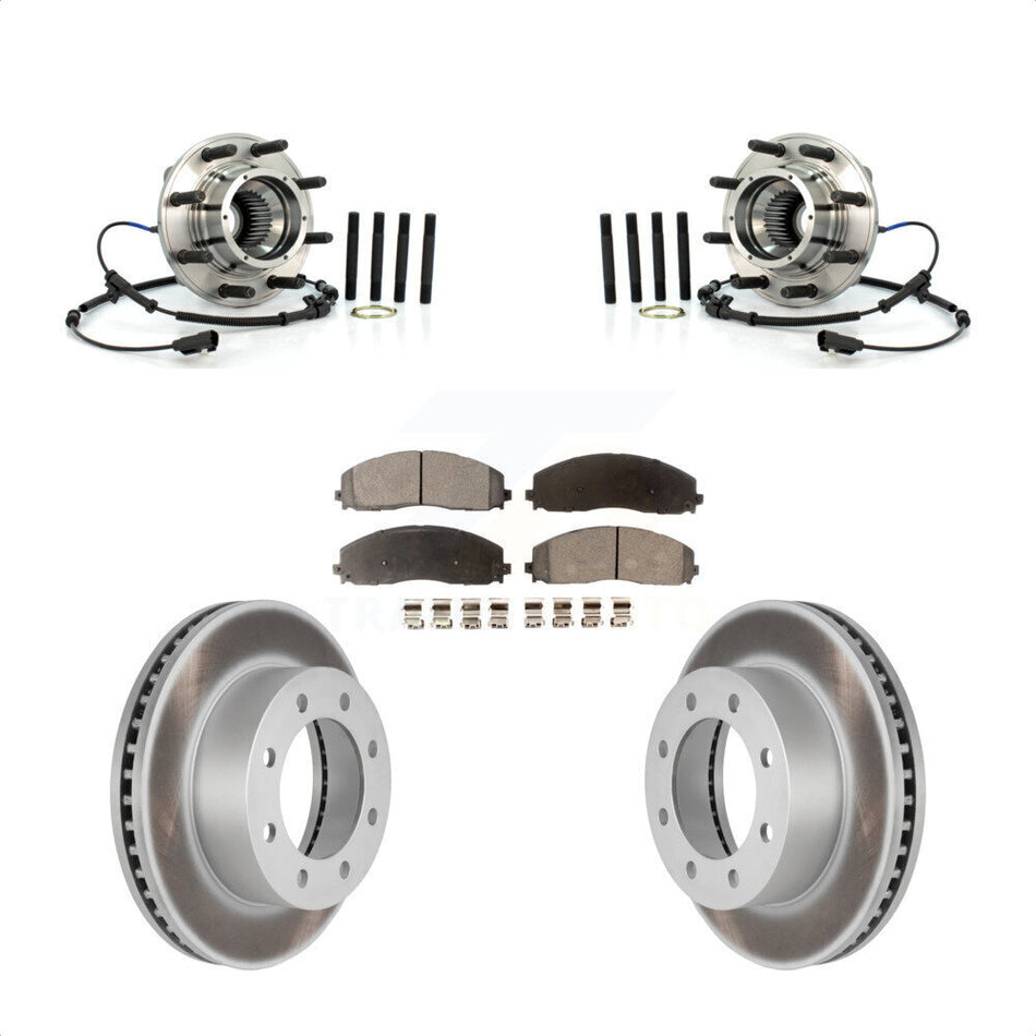 Front Hub Bearing Assembly Coated Brake Rotor Pads Kit For 2013 Ford F-250 Super Duty 4WD KBB-126266