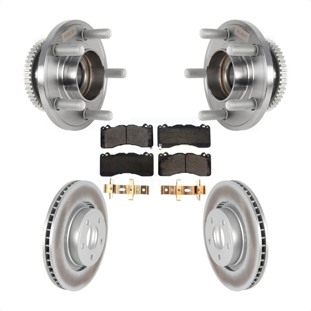 Front Hub Bearing Coated Brake Rotor Pads Kit For 2015 Ford Mustang V6 With Brembo Brakes KBB-126273